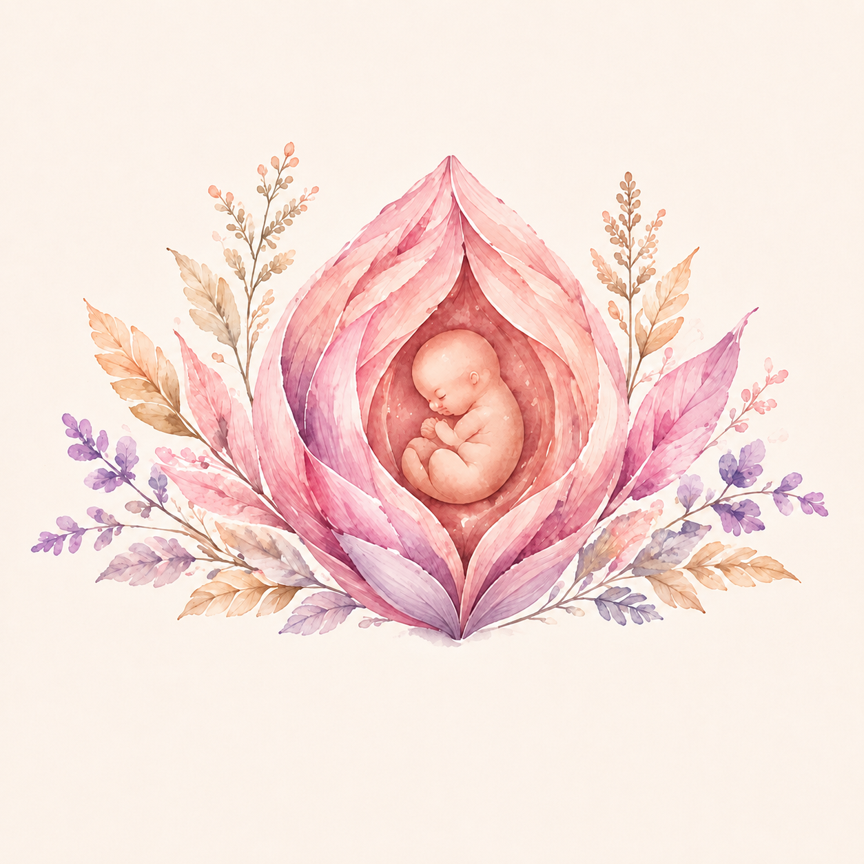 Bebé en gestación protegido dentro de un capullo floral